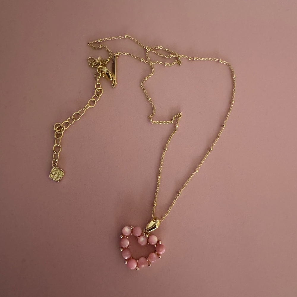 Kendra Scott Gold Necklace with Pink Heart